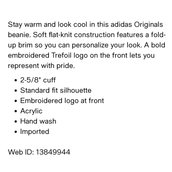 NWT Women's Adidas Originals Trefoil Beanie - Picture 8 of 8